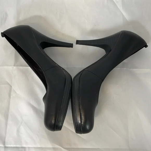 ALDO Black Genuine Leather Platform Pumps Shoes Heels Round Toe 8.5 - Picture 4 of 14